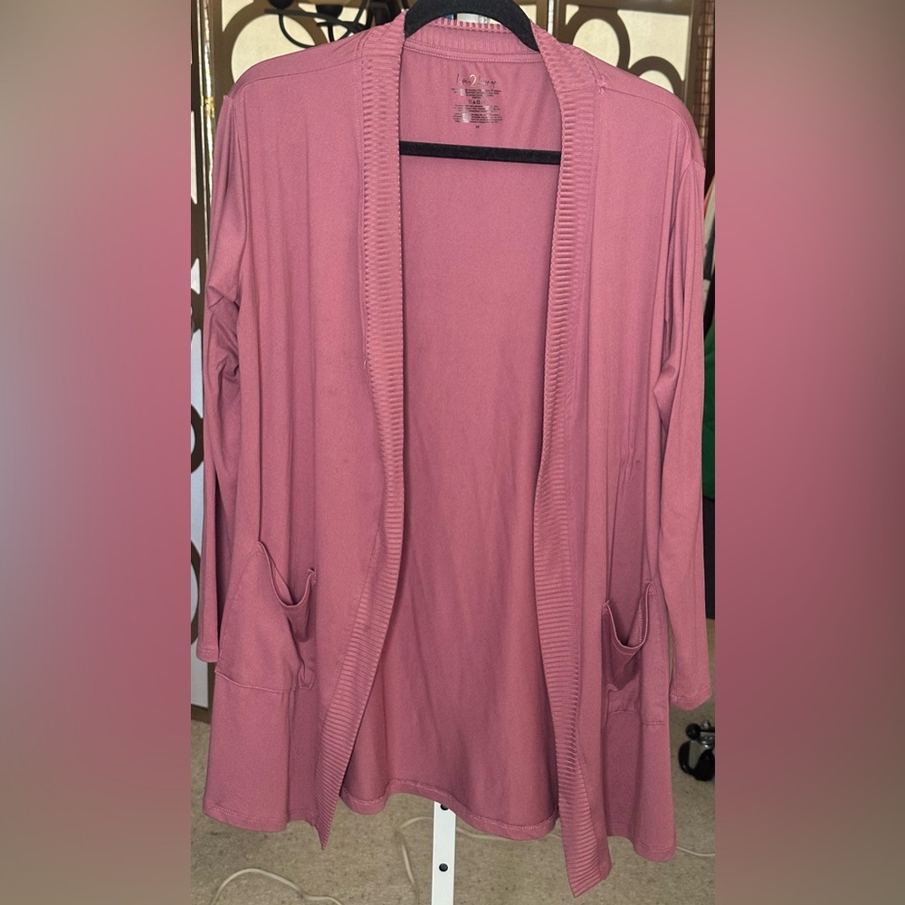 Live 2 Lounge Dusty Rose Open Front Cardigan Pockets Medium